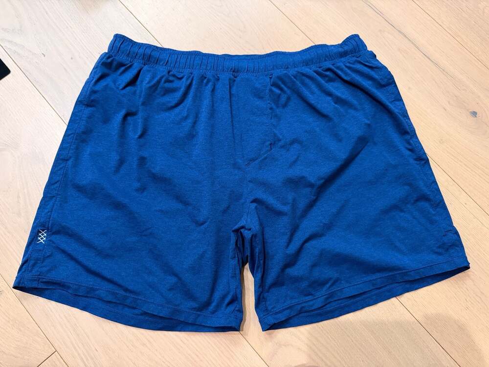 Rhone Men's Blue Performance Athletic Shorts with Built-In Brief Liner Size L